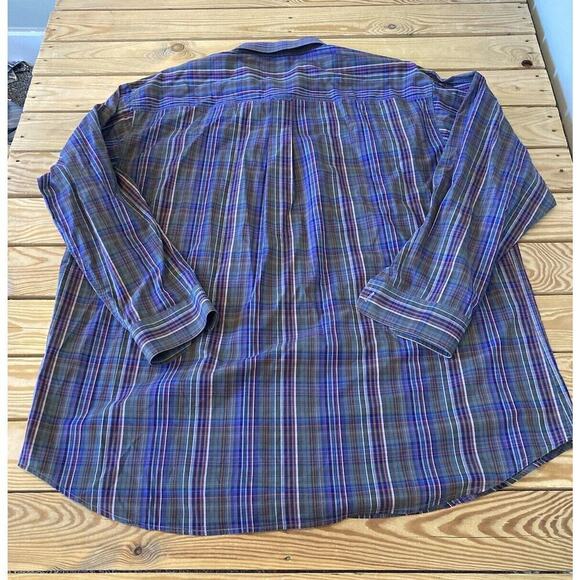Lenor Romano Plaid Long Sleeve Button Up Shirt Size 2XL Men’s Blue - Picture 2 of 9